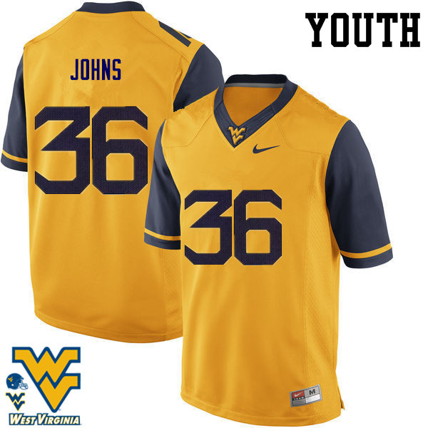 NCAA Youth Ricky Johns West Virginia Mountaineers Gold #36 Nike Stitched Football College Authentic Jersey DN23Y42AH